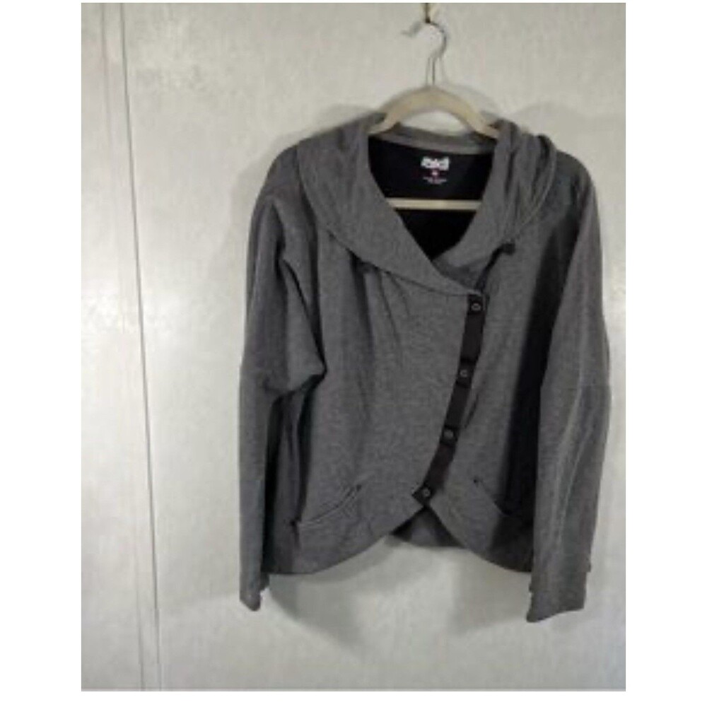 Ryka, Gray Open Neck Long Sleeve Jacket With Shallow Pockets Snap Closure